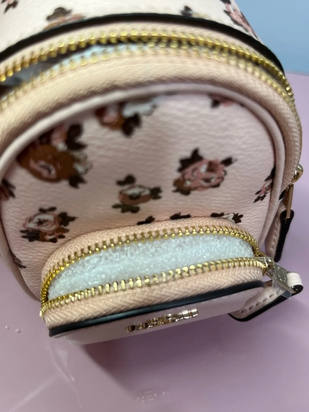 NWT Coach Pink Floral Mini Backpack Keychain Charm🩷 - Picture 8 of 10